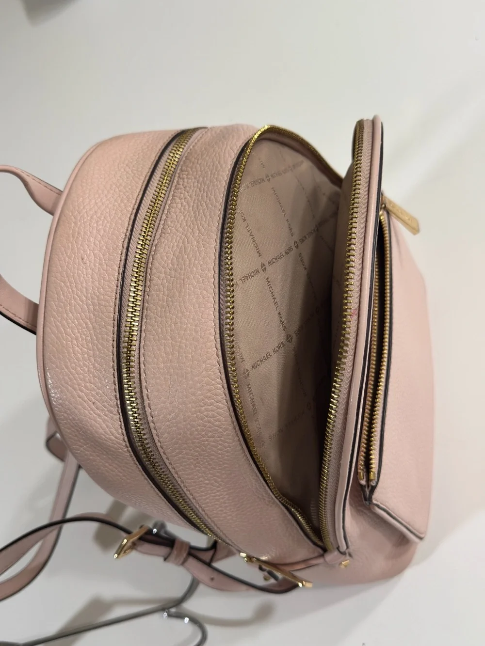 Michael Kors ADINA Women Leather PowderBlush Backpack, School Travel Bag 11x10x5